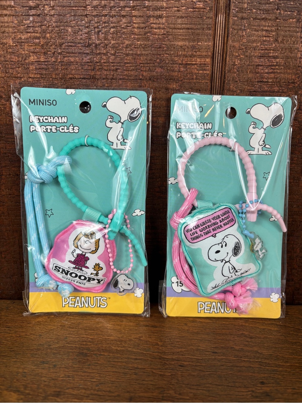 Peanuts Snoopy Keychain/Bag Charm set of 2 - Pink & Teal